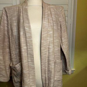 Eileen Fisher Blazer in Tan and White, Sz L